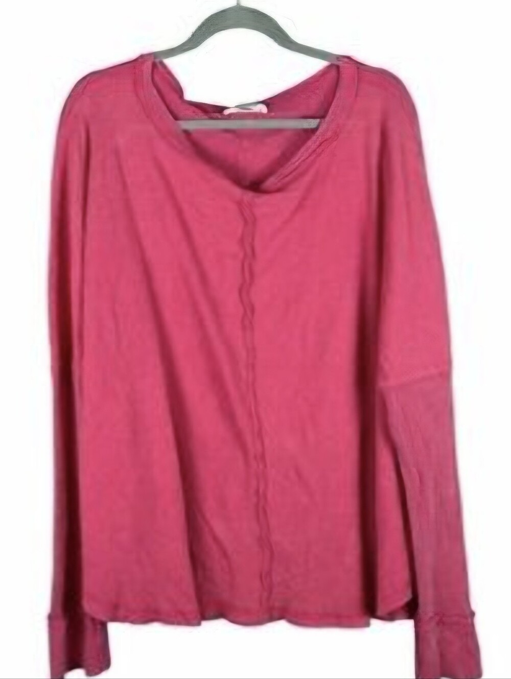 Zenana Outfitters long sleeve fuchsia pink top featuring a vintage/mineral wash - Picture 2 of 6
